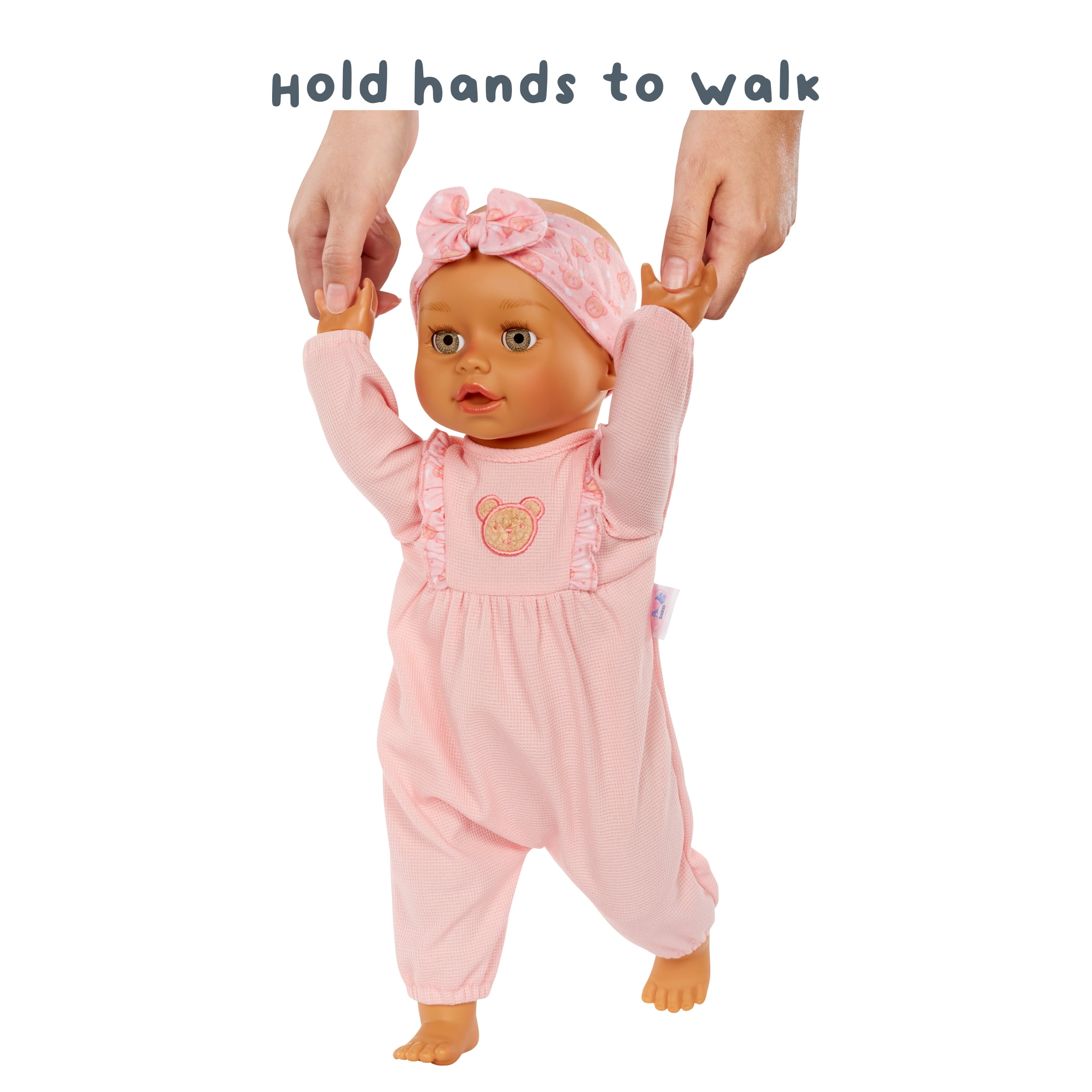 Baby Born Learn to Walk Baby Doll Olivia - Gray-Green Eyes, Realistic Features, Kids Ages 3+, Walks, Crawls, Sits & Kicks, Eyes Open & Close, Sounds
