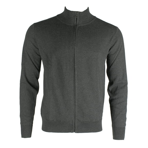Daniel K Men's Long Sleeve Cotton Blend Mock Neck Full Zip Sweater D H Grey 2XL