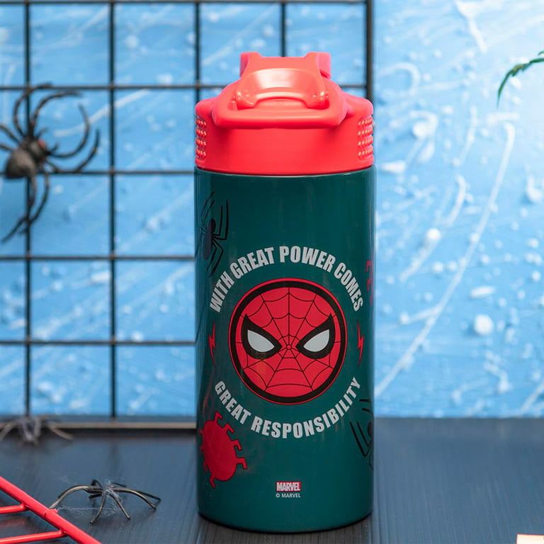 Zak Designs Marvel Spider-Man 14 oz Double Wall Vacuum Insulated Thermal Kids  Water Bottle, 18/8 Stainless Steel, Flip-Up Straw Spout, Locking Spout  Cover, Durable Cup for Sports or Travel 