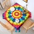 thumbnail image 2 of Colorful Rainbow Tie Dye Spiral Pattern Square Tablecloth,Waterproof Square Table Cover,Wipeable Spillproof Washable Table Cover for Home Kitchen Party Decor 52"x52"(132x132cm), 2 of 6