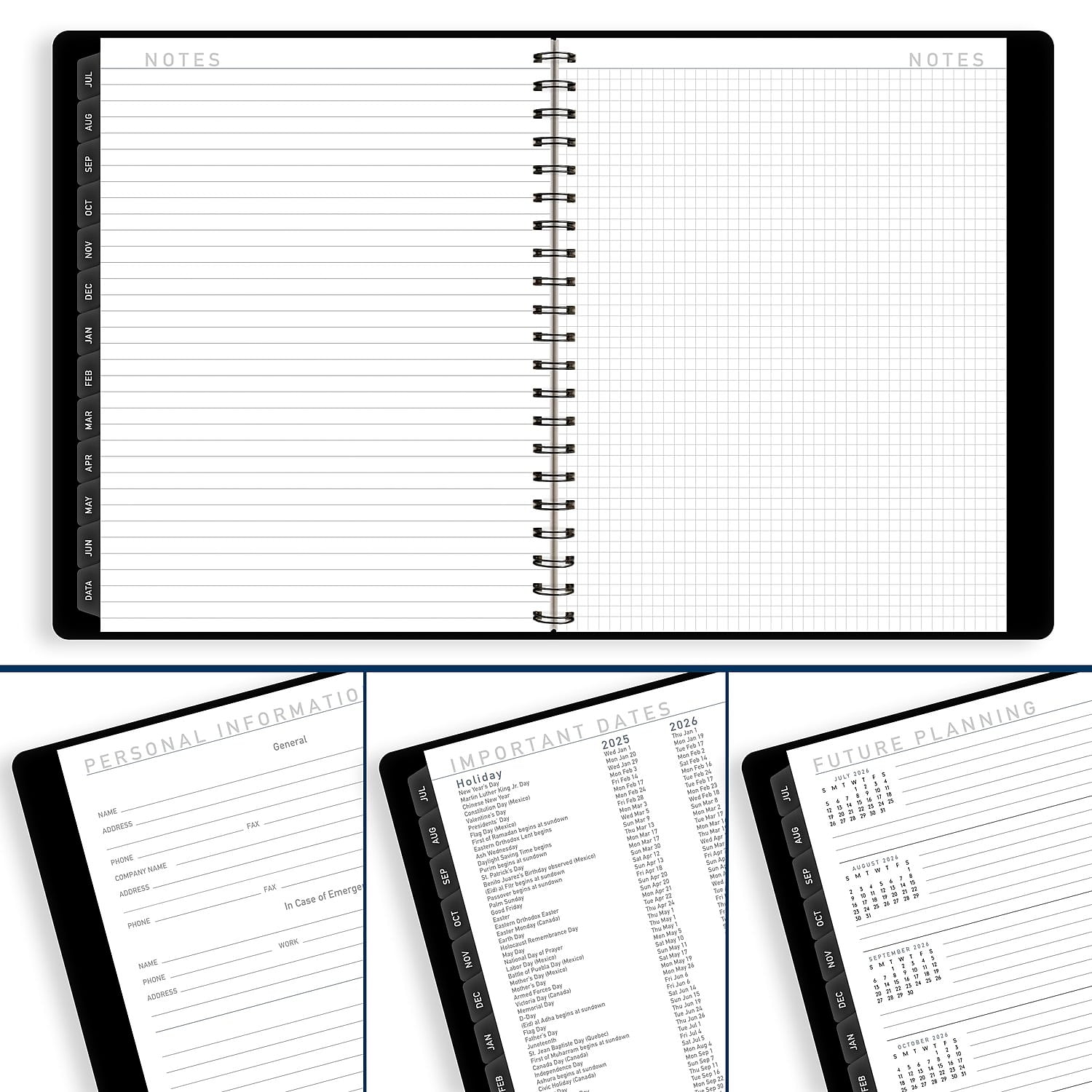AT-A-GLANCE Contemporary Academic 2025-2026 Weekly Monthly Planner Black Large 8