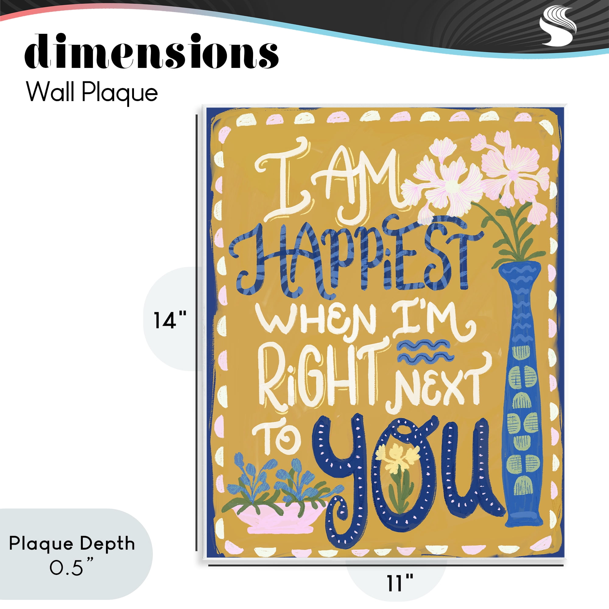 Stupell Industries Happiest Next To You Wall Plaque Art, design by Connie Summers
