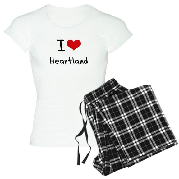 CafePress - I Love Heartland Pajamas - Women's Short Sleeve Print T-Shirt and Pants Light Cotton Pajama Set