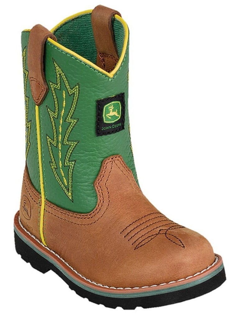 John Deere John Deere Western Boots Boys Wellington Round Toe Tan