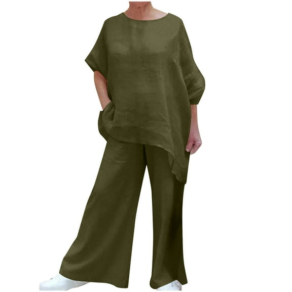 MuZeFu Fall Tops for Women 2024 Sweatsuits Women 2 Piece Outfit Lounge Sets for Women 2 Piece Pants Women Solid Round Neck Collar Long Sleeve Pullover Shirt Tops Pants Trousers Set