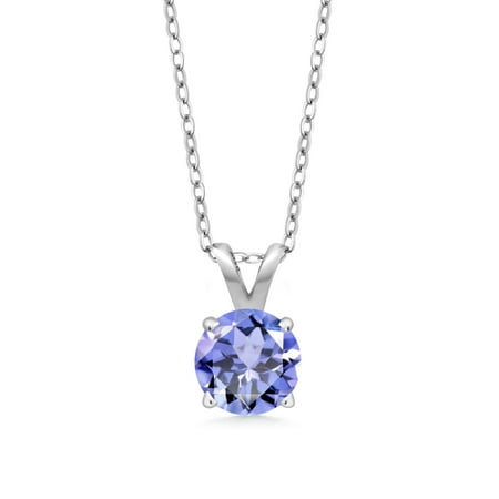 Reconstituted Turquoise Pendant - 0.46 Ct Round Blue Tanzanite 925 Sterling Silver Pendant With Chain