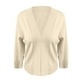 thumbnail image 4 of Mohiass Women's 3/4 Sleeve Cropped Cardigan Sweater Open Front Short Shrugs Cardigans Lightweight Sweaters Khaki XL, 4 of 6