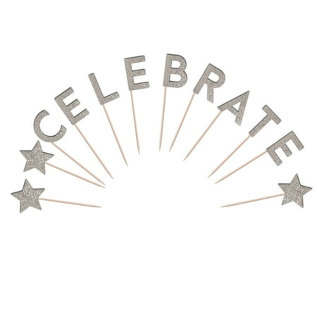 Celebrate Cupcake Toppers Glitter Cardstock Set of 12 pcs