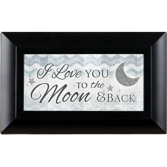 Love You to the Moon Black Finish Petite Jewelry Music Box Plays Wonderful World