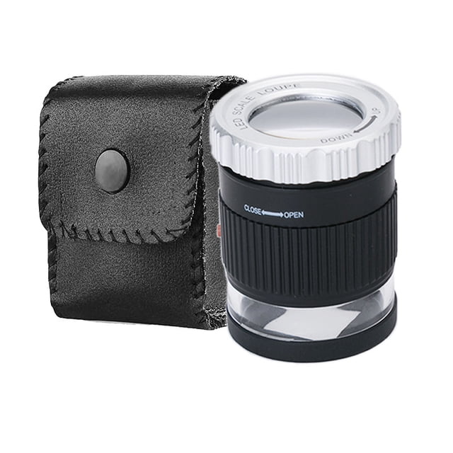 Lupa Lupa 30X Lupa LED Iluminada UV Lupa Lupa Ajustable Longitud Focal Lupa Plegable Joyería Lupa Vidrio para Joyería Textil Monedas Sellos Tablero Gemas (Negro)