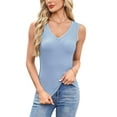 thumbnail image 2 of Womens Summer Casual V Neck Sleeveless Workout Tank Tops Sky Blue M, 2 of 9