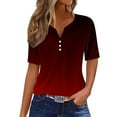 thumbnail image 3 of Jsaierl Summer Tops for Women 2025 Trendy Gradient V Neck Button Shirts Short Sleeve Loose Tunic Dressy Casual Tshirt Blouses, 3 of 6