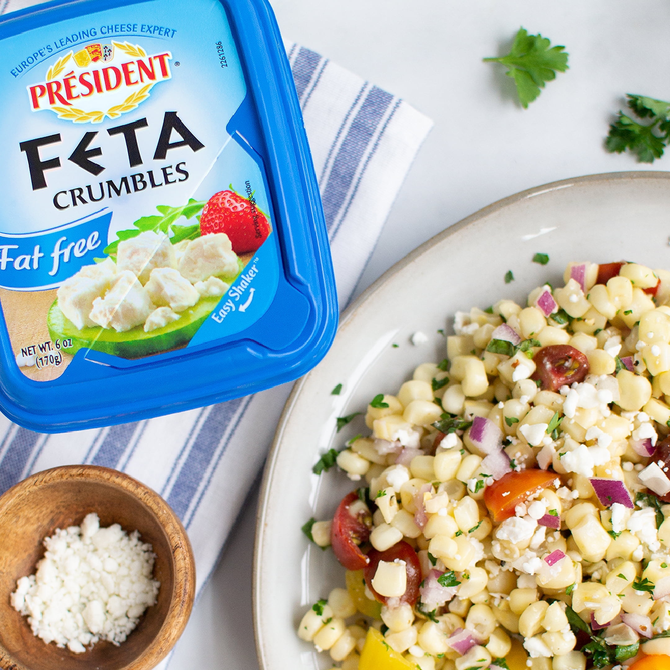 President Crumbled Fat Free Feta Cheese, 6 oz (Refrigerated)