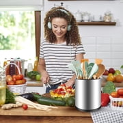 Godance Extra Large Kitchen Utensil Holder, 360° Rotating Stainless Steel Cooking Utensil Holder for Countertop, 3 Compartment Flatware Organizer & Cooking Caddy with Removable Base(Silvery)