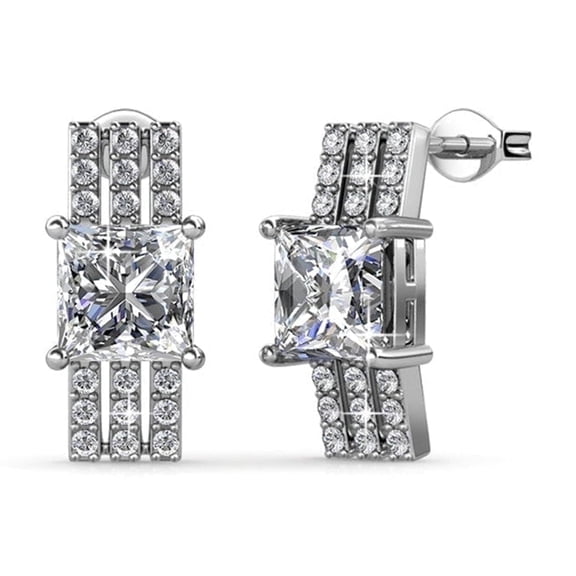 Cate & Chloe Fiona 18k White Gold Plated Stud Earrings with Swarovski Crystals Gift for Women