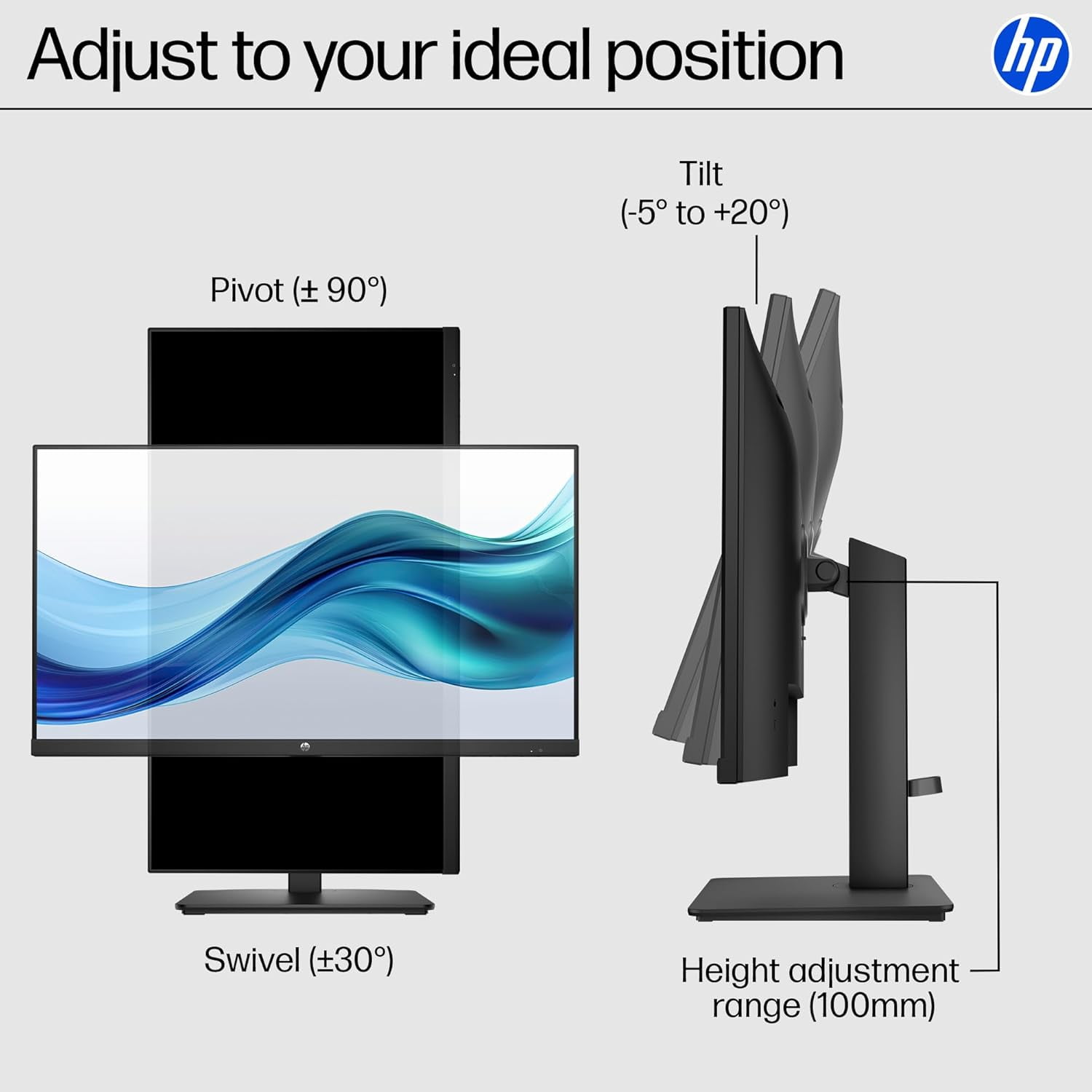 HP 27-inch FHD IPS Monitor | 100Hz, Built-in Dual Speakers, Eyesafe Certification, Tilt-Adjustable Stand, HDMI & DisplayPort, Borderless Design, w/HDMI