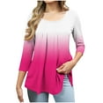 thumbnail image 2 of Women's 3/4 Sleeve Tunic Tops Casual Loose Fit Floral Blouses Mesh Pleated Layered Shirt, Limited Time Under 10 Dollars SA-501, 2 of 6