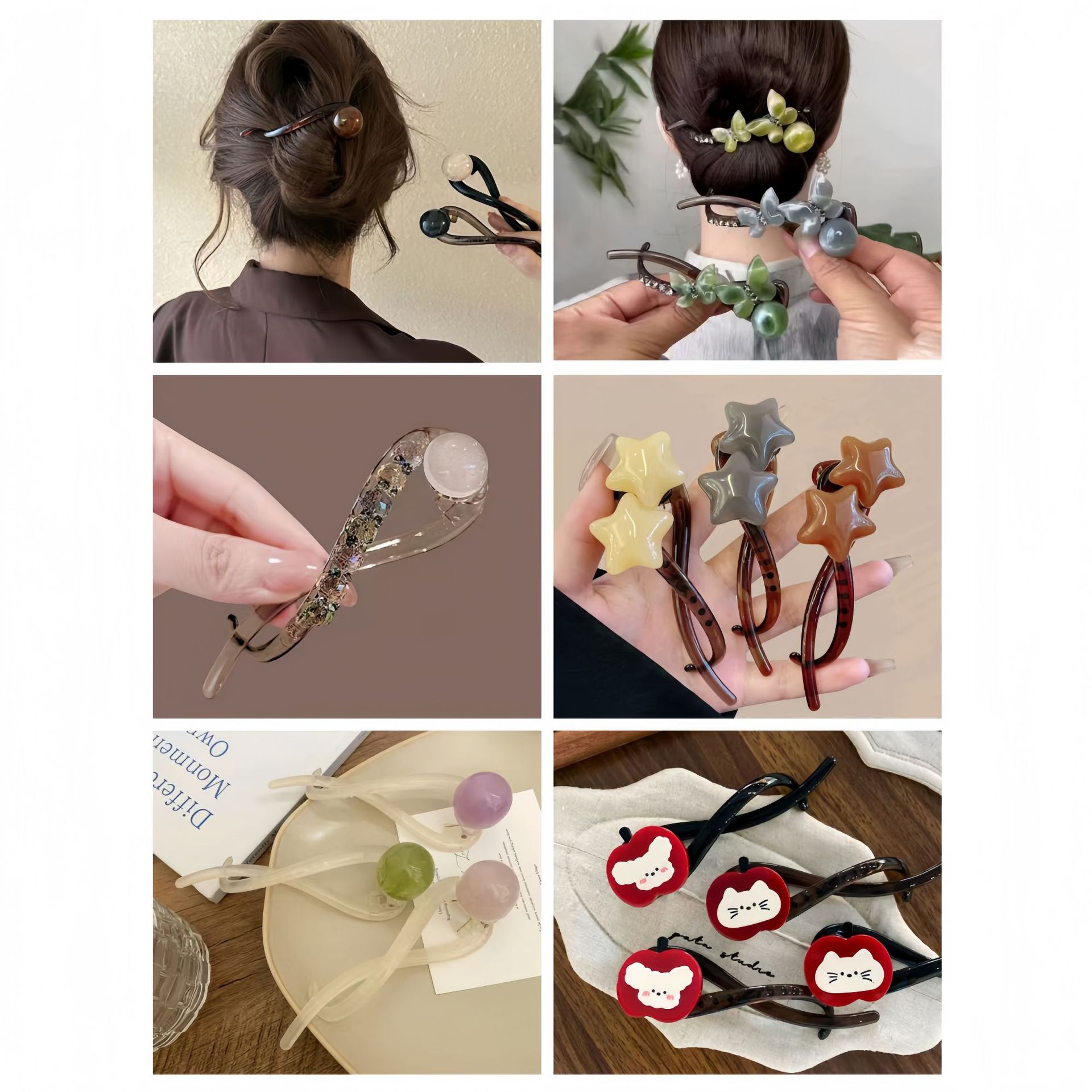 Bead twist clip, premium scratch clip, kitten apple hairpin, hair accessory hairpin.