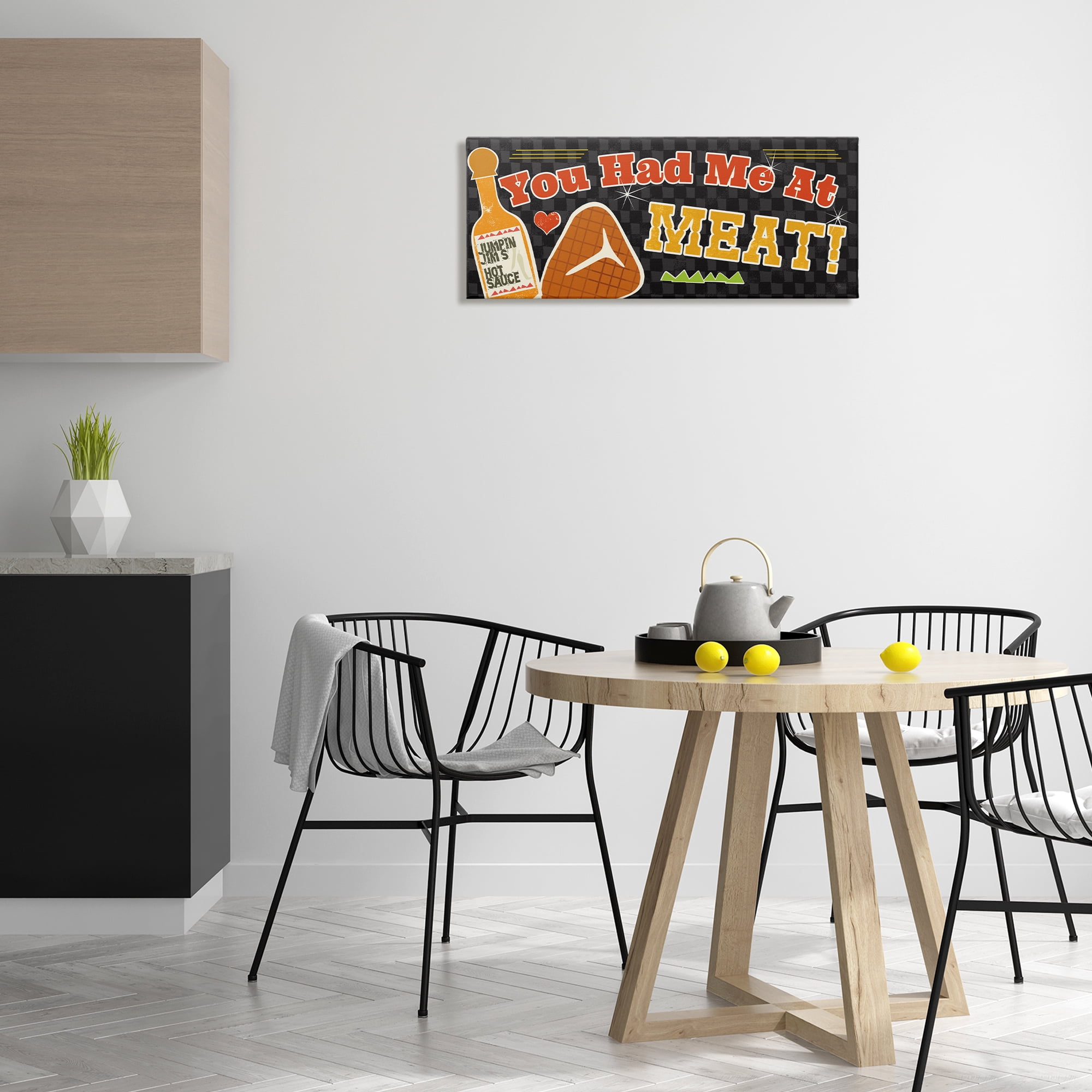 Stupell Industries You Had Me At Meat Food & Beverage Painting Wrapped Canvas Art Print Wall Art, 30 x 13