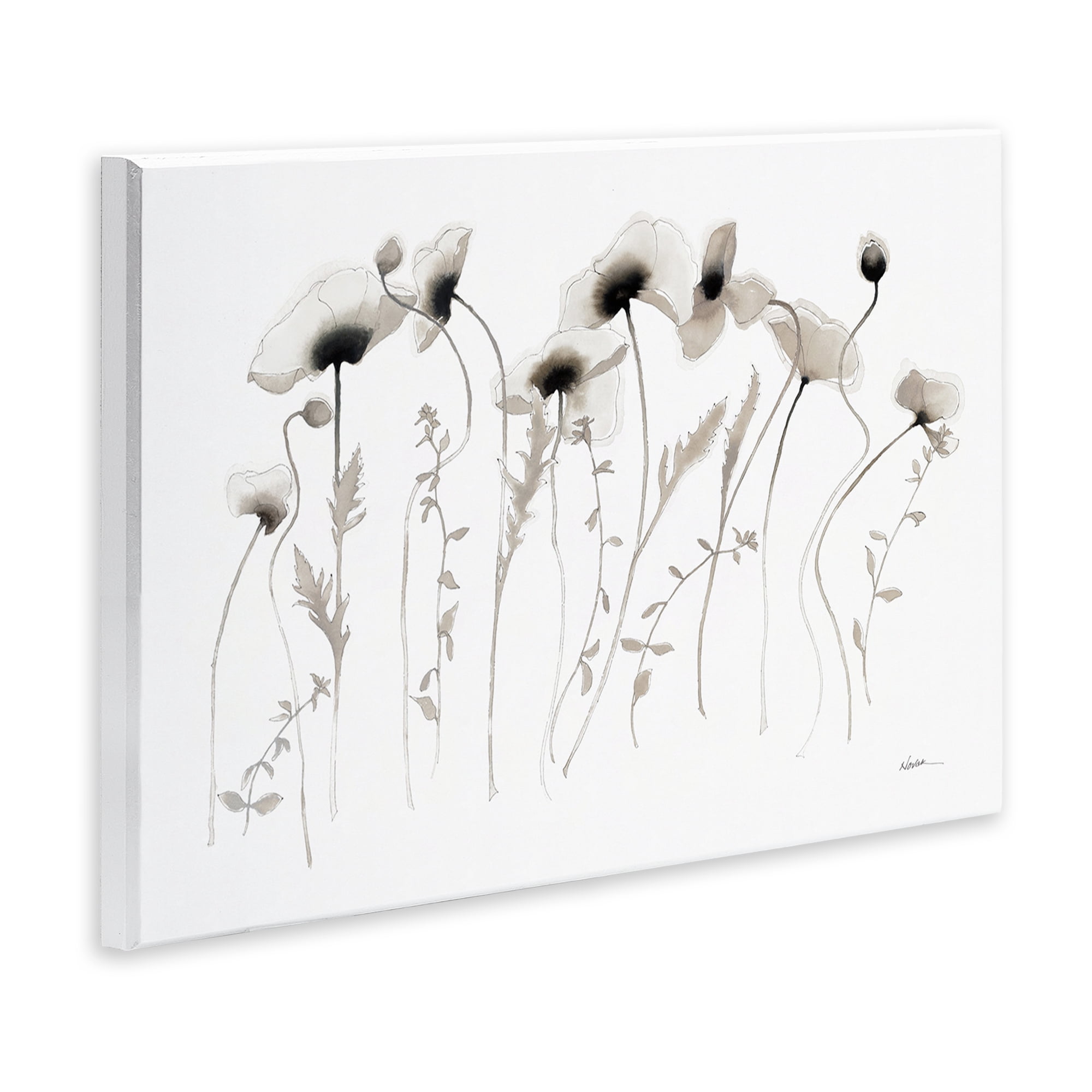 Stupell Industries White Poppy Sprigs Botanical & Floral Painting Unframed Art Print Wall Art, 19 x 13