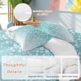 thumbnail image 4 of Flower White Duvet Cover Set Full Size Cherry Blossoms Teal Background Soft Lightweight Comforter Covers 4 Piece Bedding Set with 1 Duvet Cover 1 Bed Sheet & 2 Pillow Shams, 4 of 8