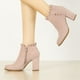 thumbnail image 2 of Botines de Tacón de Bloque Allegra K con volantes para Mujer Rosa Empolvado 40, 2 of 7