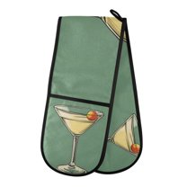 Yayeee Double Oven Mitt Kitchen Heat Resistant Baking 35" x7" Quilted Glove, Lemon Glass