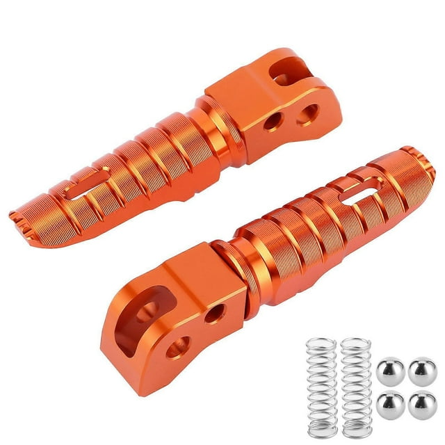 1 Pair Motorcycle Modification Accessory Aluminum Alloy Rear Footrests Foot Pegs Fit for 125/250/300 RC200/390 2014+ (Orange)
