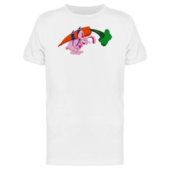 Pink Rabbit With Carrot Cartoon Tee Men's -Image by Shutterstock
