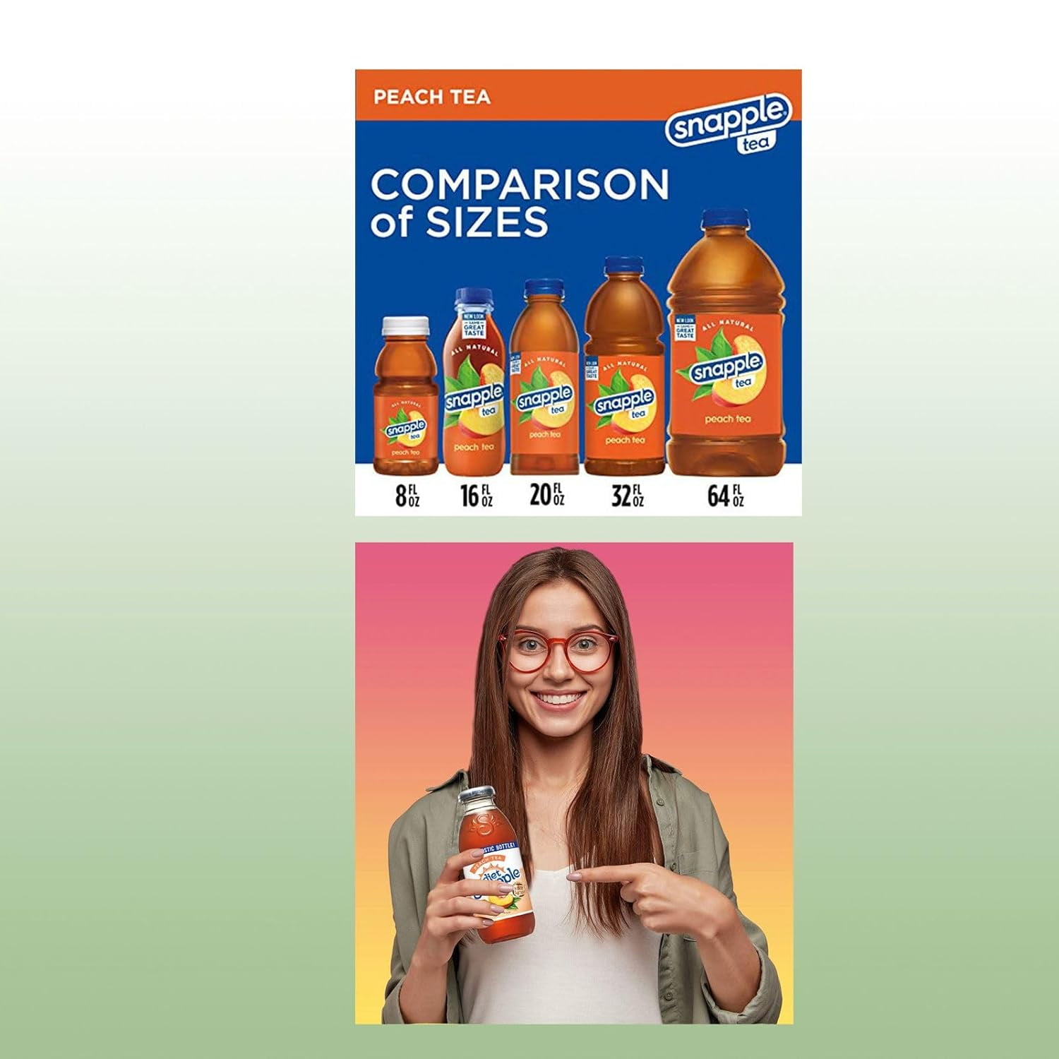 Snapple Diet Peach All Natural Fruit Juice Drink, 64 fl oz Plastic Bottles, 4-Pack