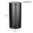 thumbnail image 2 of mDesign 30 Liter Round Metal Lidded Step Trash Can with Removable Liner - Black, 2 of 7