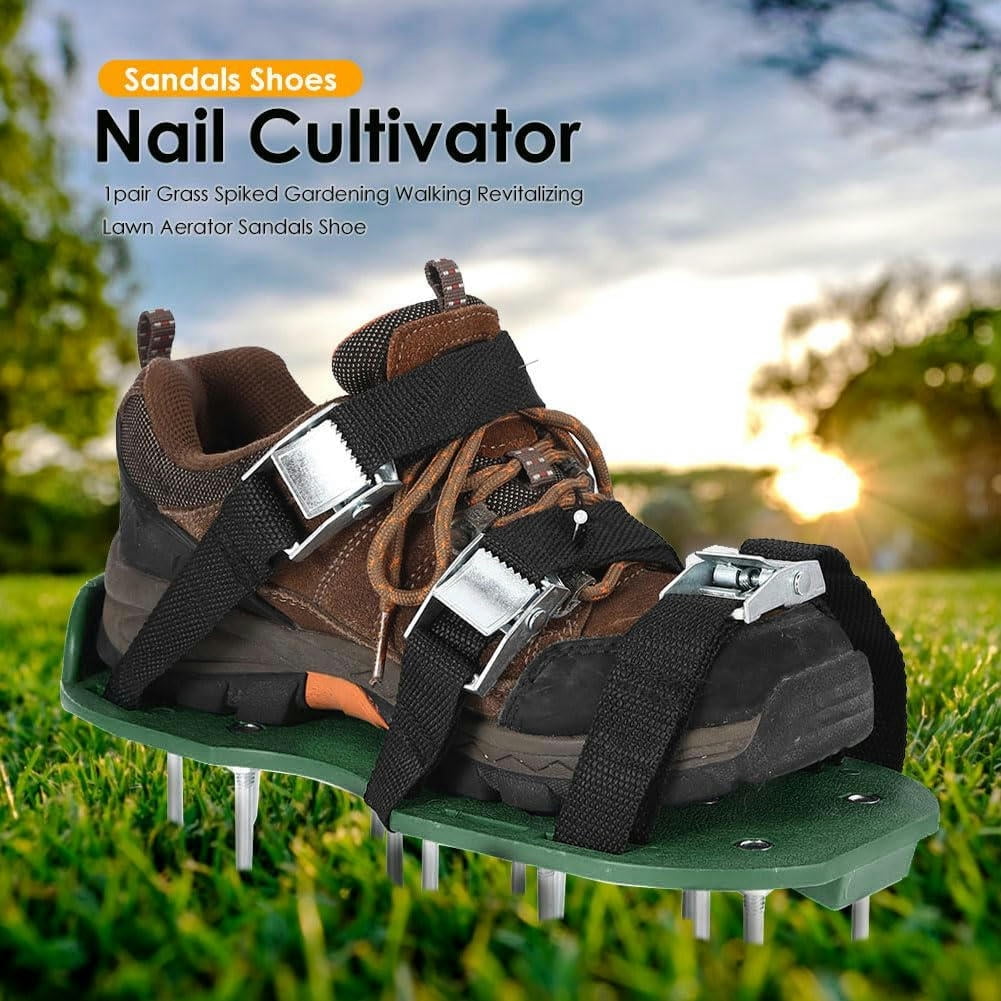 Lawn Aerator 1 Pair Durable Garden Yard Grass Cultivator Scarification Lawn Aerator Sandal Nail Shoes Multi-functional Practical Tool