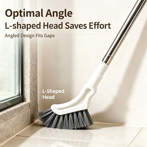 Sunshinehomely Floor Scrub Brush, Extendable Long Handle Cleaning Brush, Slim Corner Crevice Tile Scrubber with Stiff Bristles for Bathroom, Shower, Kitchen and Wall Tile
