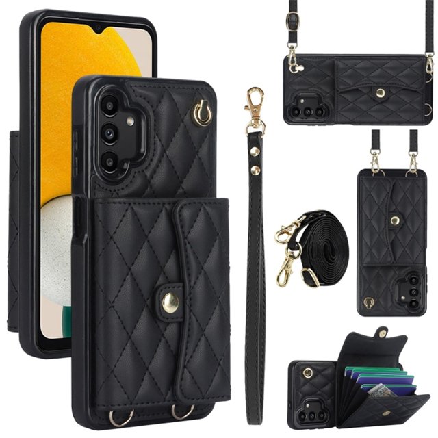 Samsung Galaxy A13 RFID Para Que Bloquea la Funda Protectora para Billetera Funda con Tapa Magnética Bolsillo con Múltiples Ranuras para Tarjetas con Correa para el