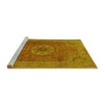 thumbnail image 2 of Ahgly Company Machine Washable Indoor Square Medallion Yellow Traditional Area Rugs, 3' Square, 2 of 4