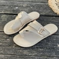 thumbnail image 5 of Mepaouo Women's Slide Sandals Slip on Flat Shoes Casual Summer Thong Flip Flop Footbed Footwear, 5 of 6