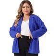 thumbnail image 2 of DARING DIVA Women's Plus Button Down Notched Lapel Office Jackets Blazer Royal Blue 4X, 2 of 6