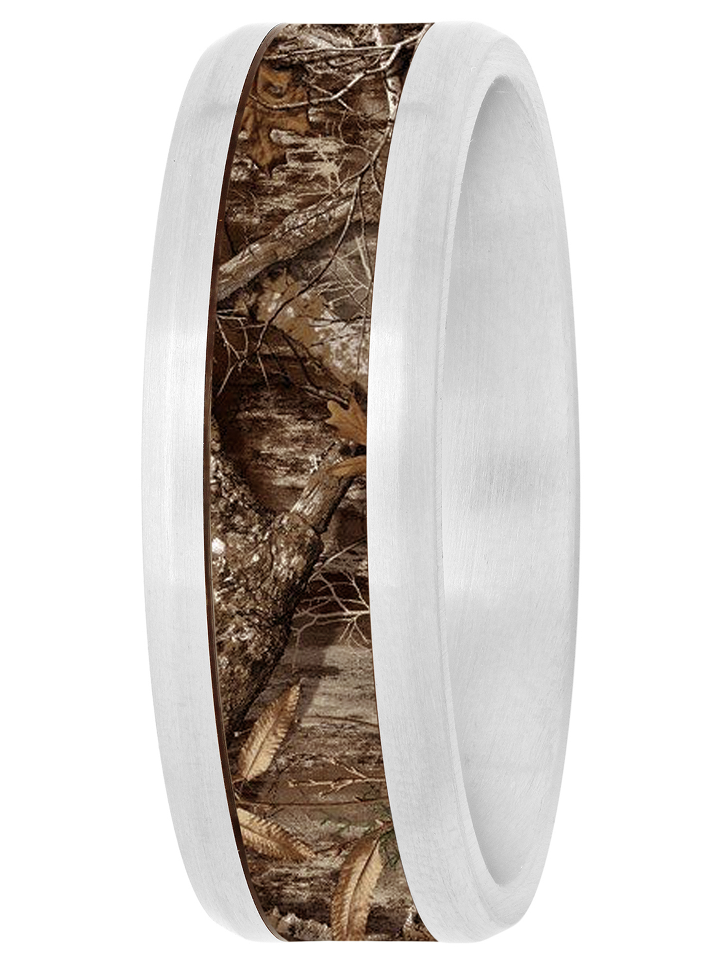 Mens Stainless Steel Camo Carbon Fiber Inlay Wedding Band - Mens Ring - image 2 of 4
