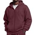thumbnail image 2 of Men's Oversized Zip Up Hoodie Cotton Sweatshirts with Pockets | Cotton Blend Sweatshirts,Fall Clothes Outfits,Full Zip Up Hoodie,Long Sleeve Winter Jackets,Relaxed Fit Coat Wine XL, 2 of 9