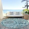 thumbnail image 6 of Addison Rugs Chantille Indoor/Outdoor Traditional Floral Teal Washable Round Rug, 8' x 8', 6 of 6