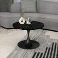 thumbnail image 3 of LeisureMod 24" Round Coffee Table with Sintered Stone Top and Powder-Coated Stainless Steel Pedestal Base for Modern Living Room, Bedroom, Lounge Area Verve Collection in Black, 3 of 9