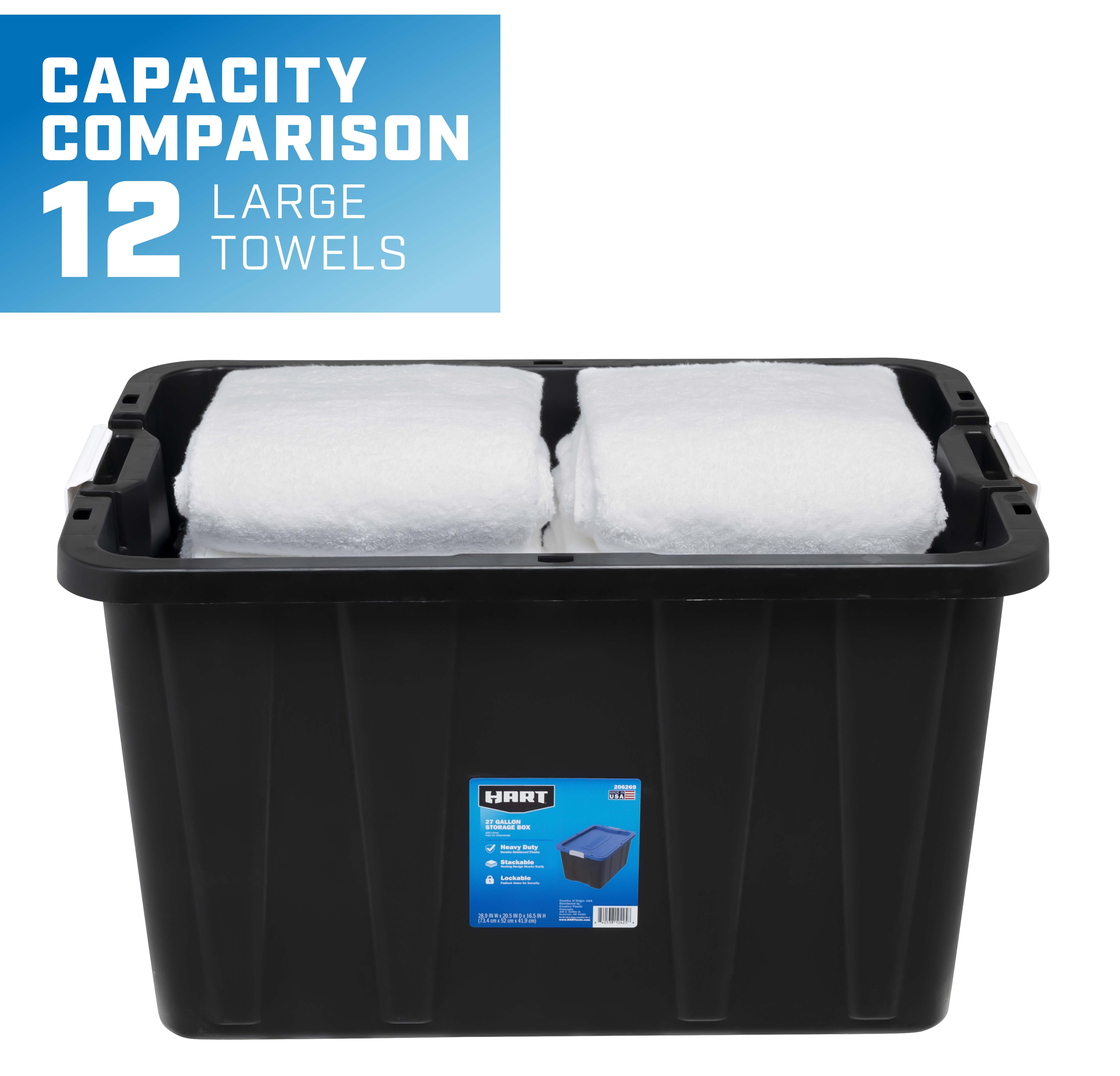 HART 27 Gallon Heavy Duty Latching Plastic Storage Bin Container, Black,  Set of 4 for Sale in Hackensack, NJ - OfferUp