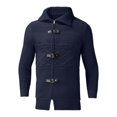 thumbnail image 3 of Dpytoraw Turtleneck Sweater Mens Leather Button Long Sleeve Knit Cardigan Jacket, 3 of 4