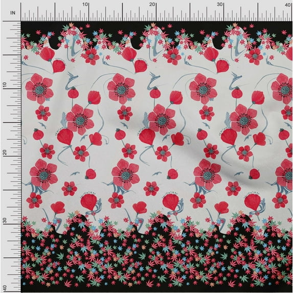oneOone Polyester Lycra Fabric Artistic Flower Panel Print Fabric BTY 56 Inch Wide
