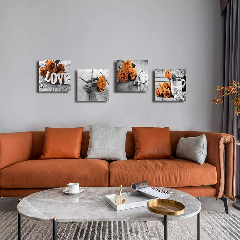 Grey and burnt orange 2024 living room ideas