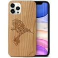 thumbnail image 1 of Case Yard Wooden Case Outside Soft TPU Silicone, Slim Fit Shockproof Wood Protective Phone Cover for Girls Boys Men and Women, Supports Wireless Charging Hummingbird Design case for iPhone-11-Pro-Max, 1 of 7