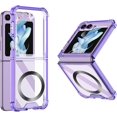 thumbnail image 2 of Magnetic Case for Samsung Galaxy Z Flip 5 4 5G Compatible with Magsafe Flip4 /Flip5 Millitary Shockproof Corners Transparent Slim Cover for Women Men (Purple,for Samsung Z Flip 4), 2 of 17