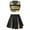 Black, variant on TiaoBug Kids Girls Cheer Leader Uniform Sleeveless V Neckline Crop Top+Skirt Halloween Outfit Blue 8