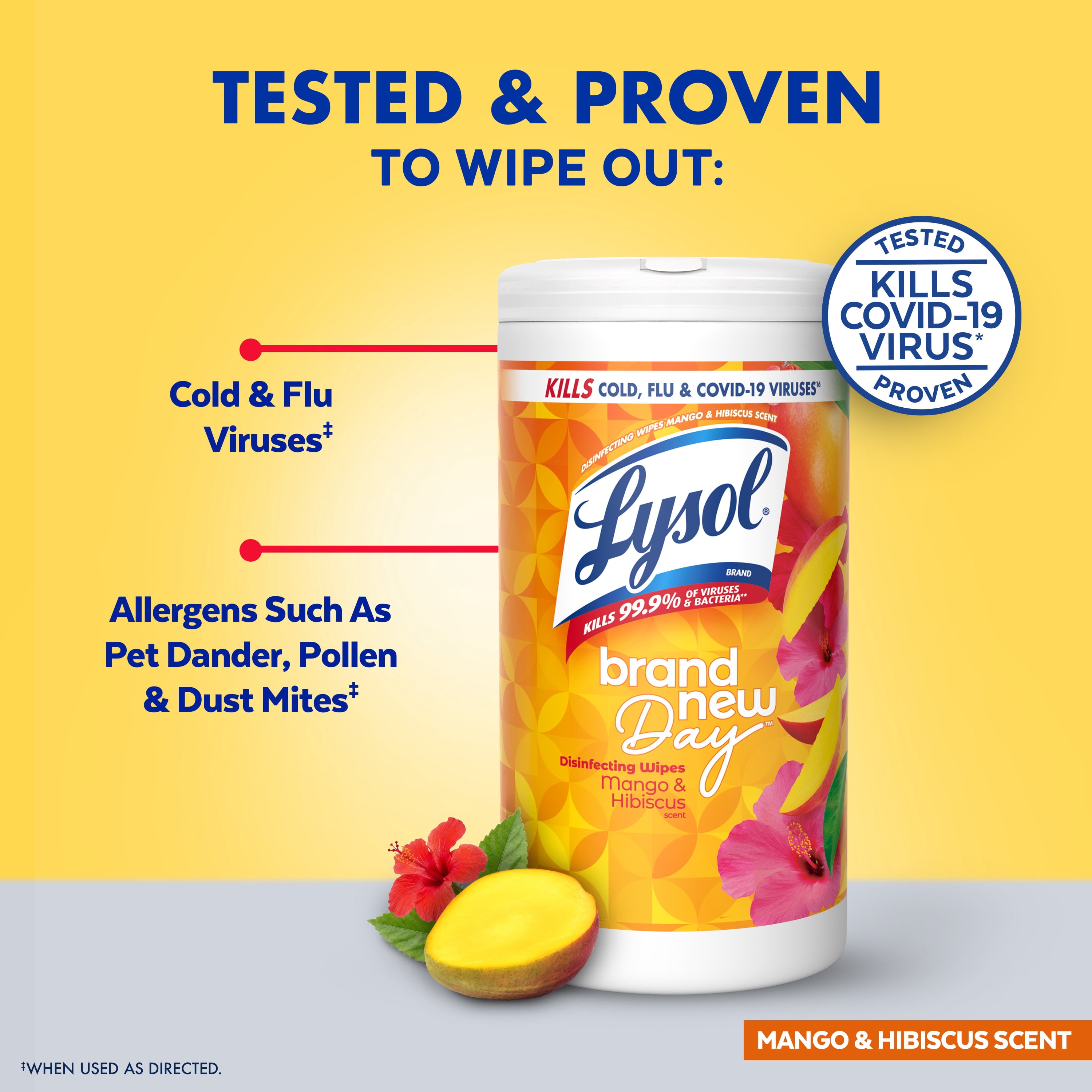 Lysol Disinfecting Wipes, All Purpose Cleaner, Multi Surface Antibacterial Cleaning Wipes, Cleaning Supplies, Mango & Hibiscus Scent, 80 Count