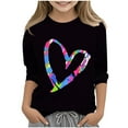 thumbnail image 2 of Bovxnpu Girls Long Sleeve T Shirts Kids Spring Fall Tops School Tee Unisex 3/4 Sleeve Undershirt Crew Neck Valentine Graphic Soft Breathable Grils Casual Tops, 2 of 5